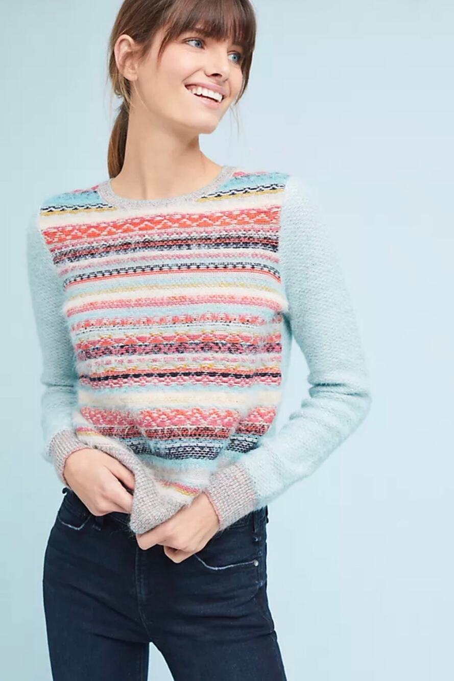 KNITTED & KNOTTED x ANTHROPOLOGIE Brionne Lurex Stripe Jumper